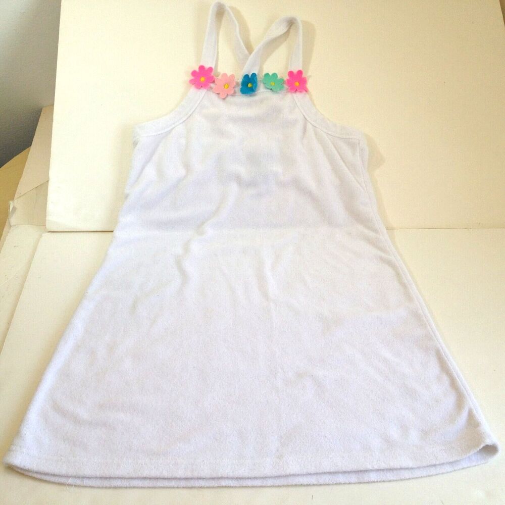 The Childrens Place Girls Beach Pool Terrycloth Dress Flowers Size XL 14